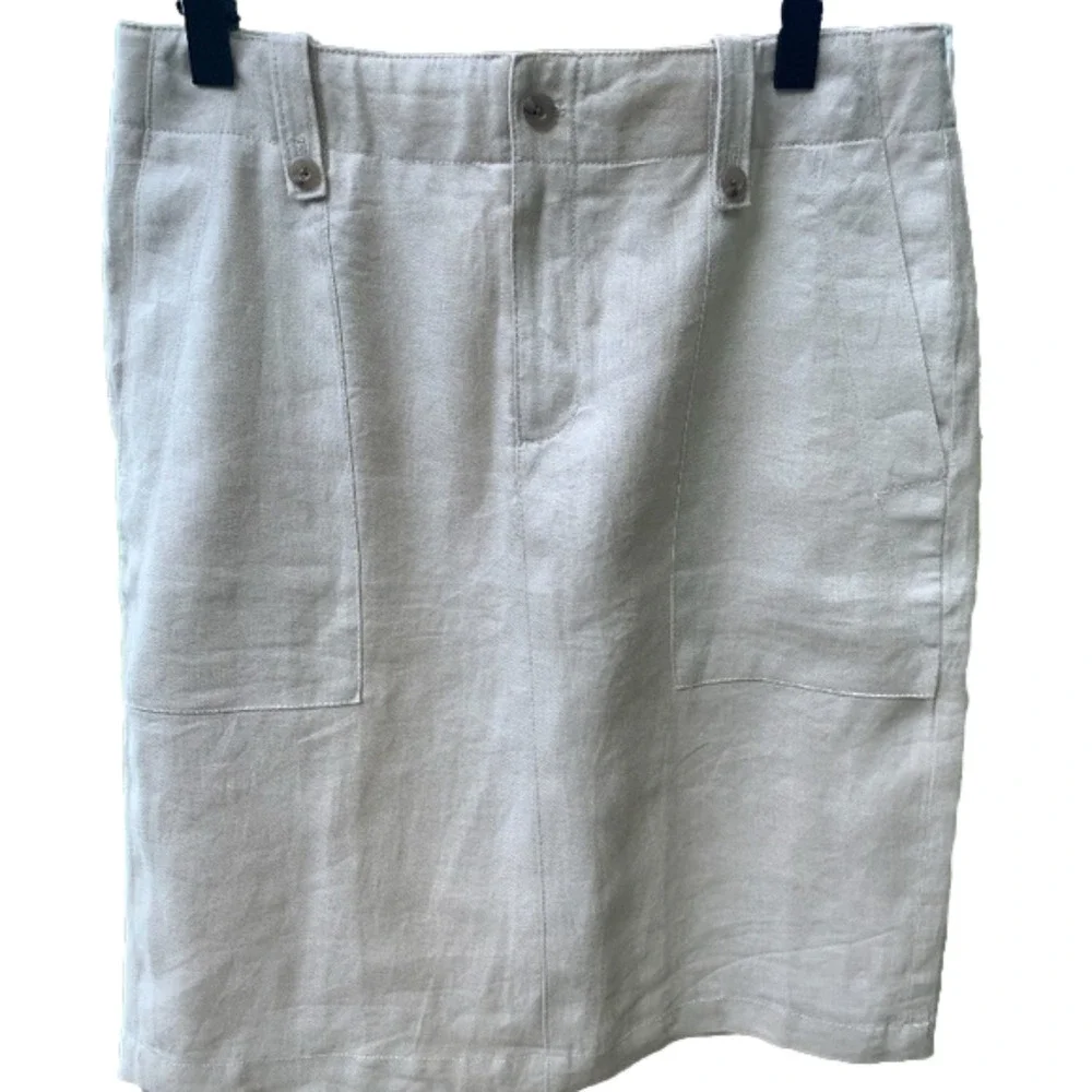 J Crew Linen Cream Pencil Skirt Sz 10 NWOTs
